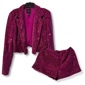 Sequin High Raise Short Set